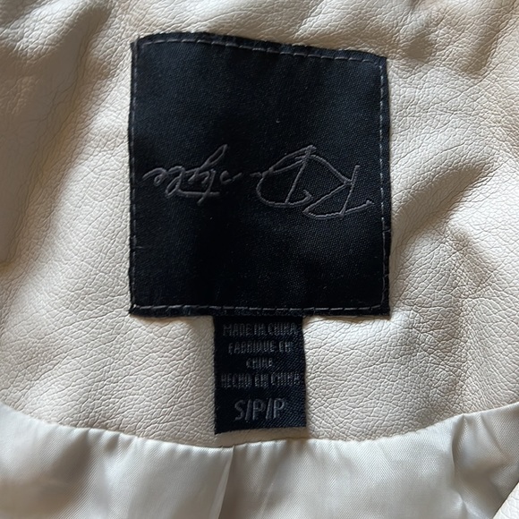 RD style designer moter cycle jacket cream small - petite biker jacket! - Picture 8 of 11
